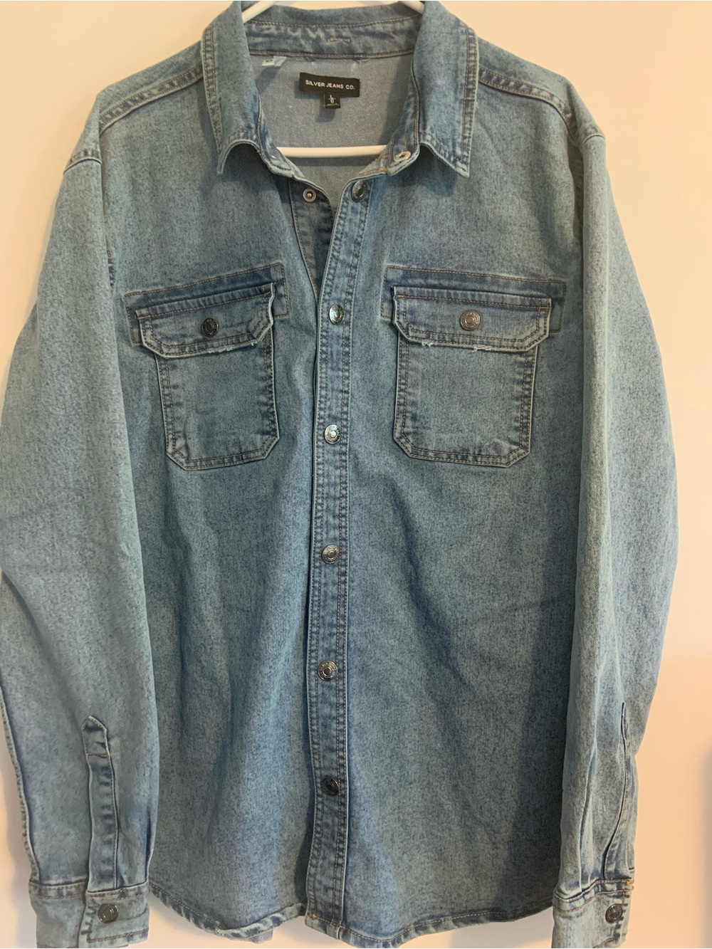 Silver Jeans Light Blue Denim Shirt with Contrast Topstitching